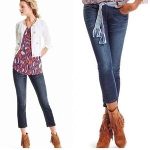 CABI Jeans New Crop Blue Denim Mid Rise Cotton Stretch Jeans Size 6
